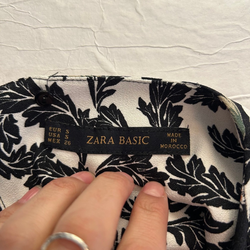 Zara Basic Womens Patchwork Floral Leaf Print Sle… - image 6